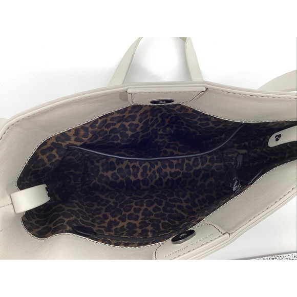 RARE Rebecca Minkoff White Leather Biker Bucket Bag With Double Zippers & Studs - Picture 7 of 9